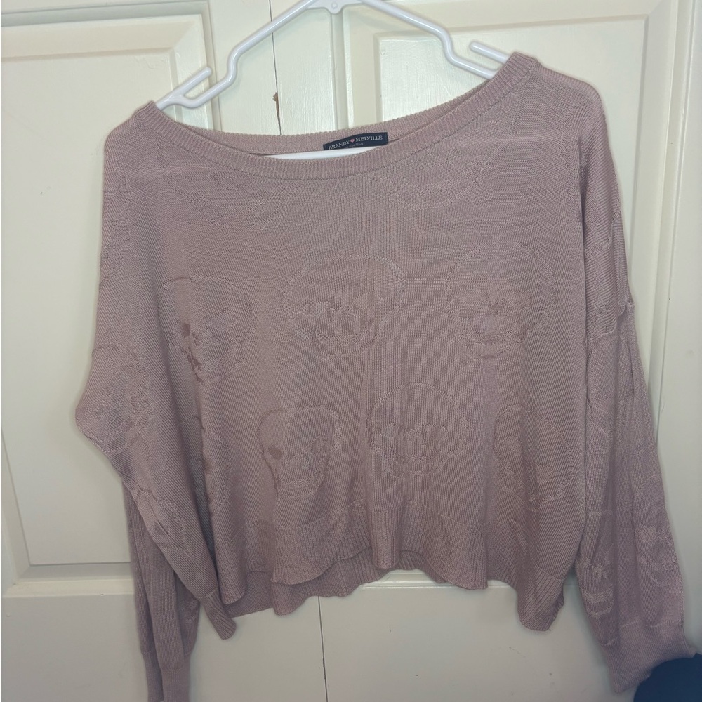 Brandy Melville Light Pink Skull Sweater